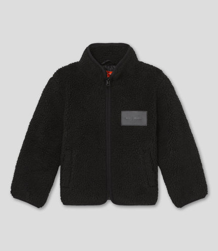 Reiss Juniors Embroidered Sherpa Fleece Jacket - Black