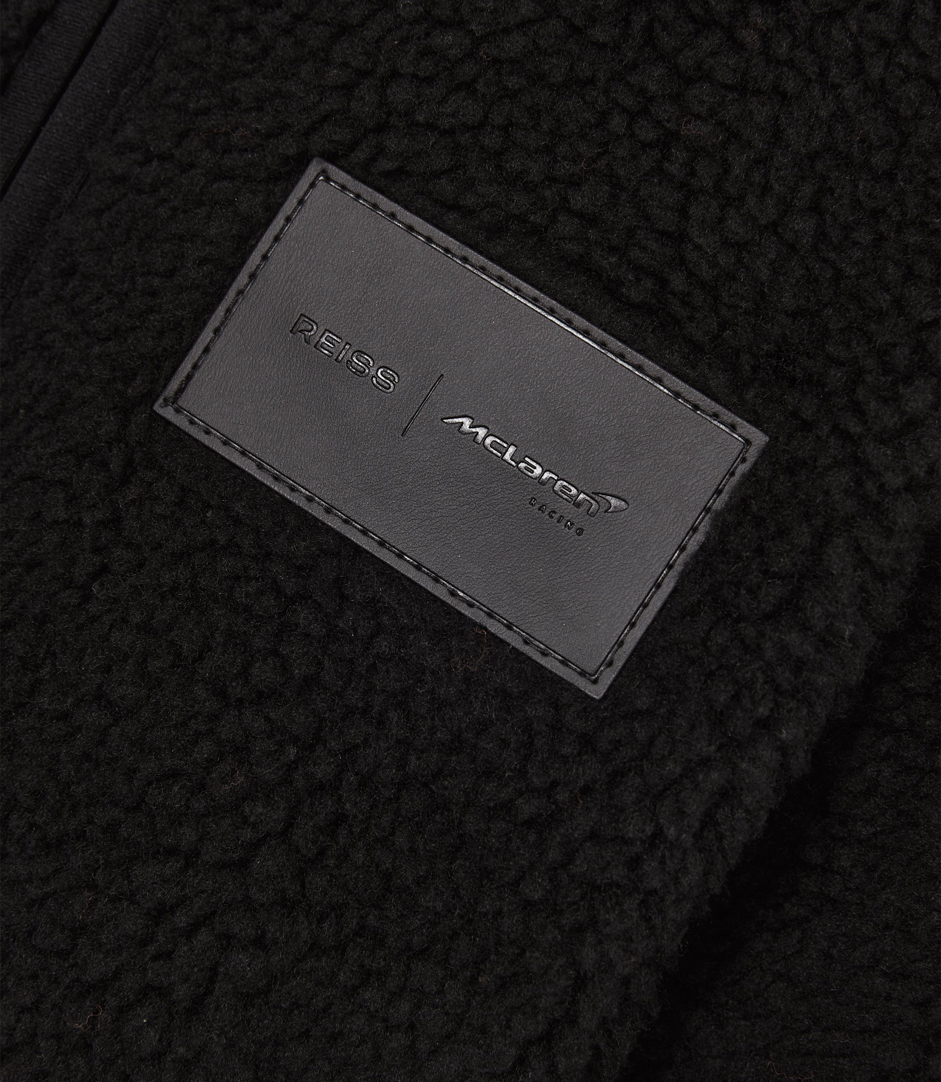 Reiss Juniors Embroidered Sherpa Fleece Jacket - Black