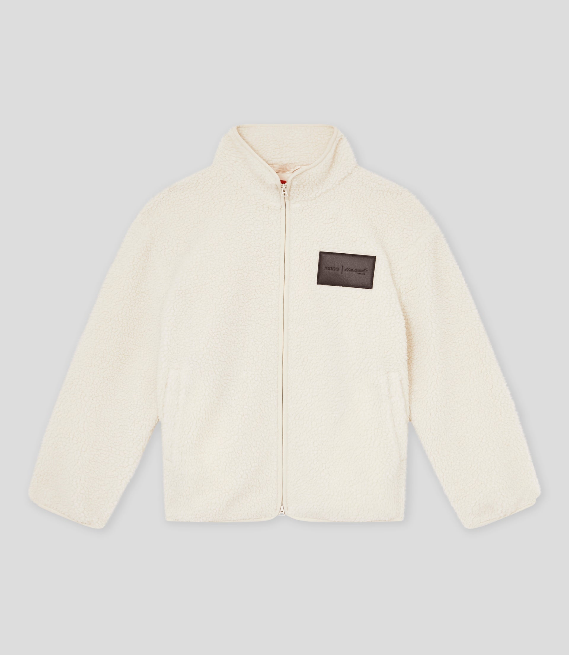 Reiss Unisex Embroidered Fleece Jacket - Off White