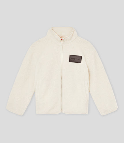 Reiss Unisex Embroidered Fleece Jacket - Off White