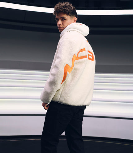 Reiss Unisex Embroidered Fleece Jacket - Off White