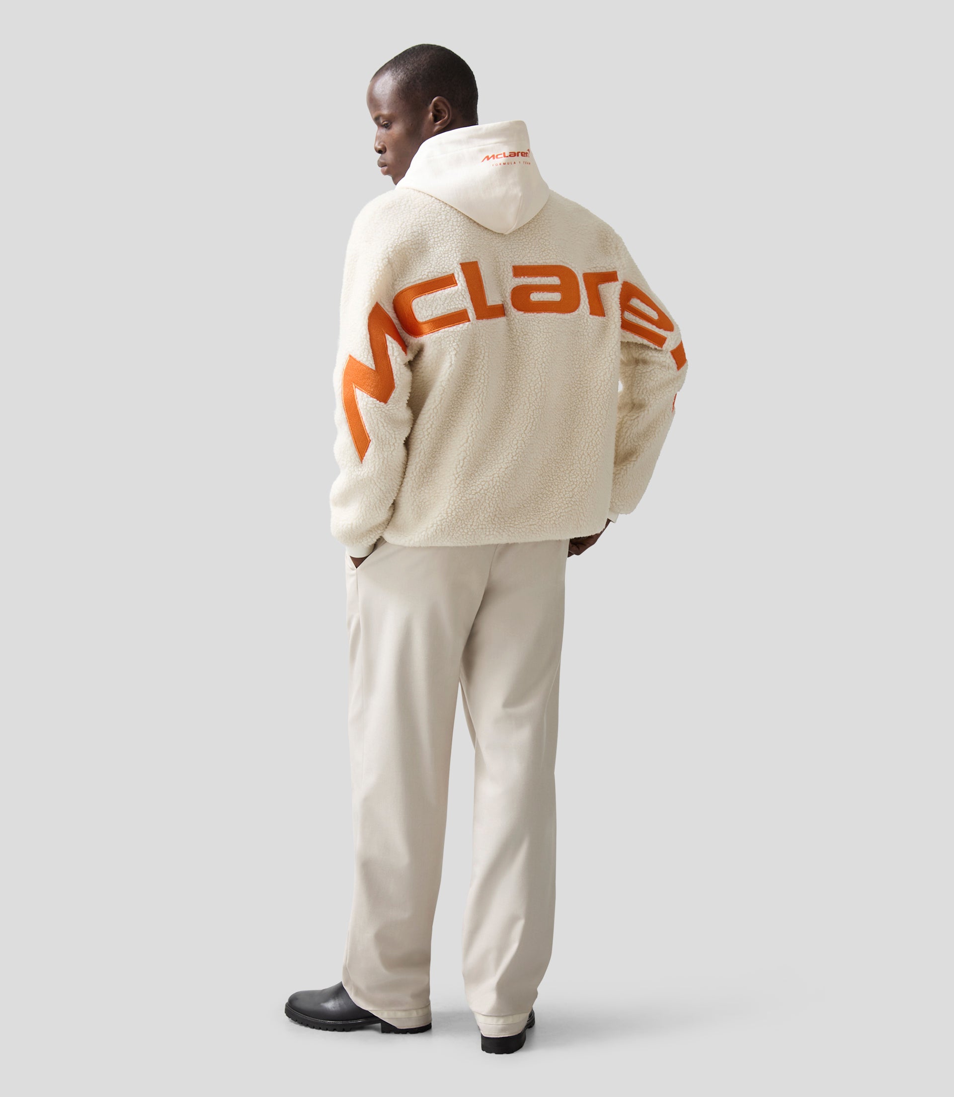 Reiss Unisex Embroidered Fleece Jacket - Off White