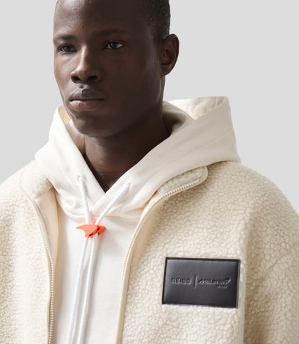 Reiss Unisex Embroidered Fleece Jacket - Off White