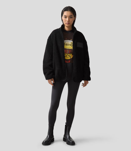Reiss Unisex Embroidered Fleece Jacket - Black