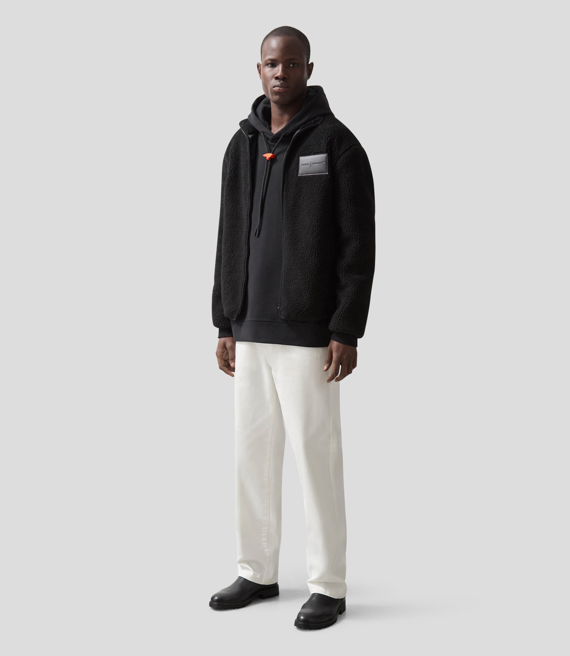 Reiss Unisex Embroidered Fleece Jacket - Black