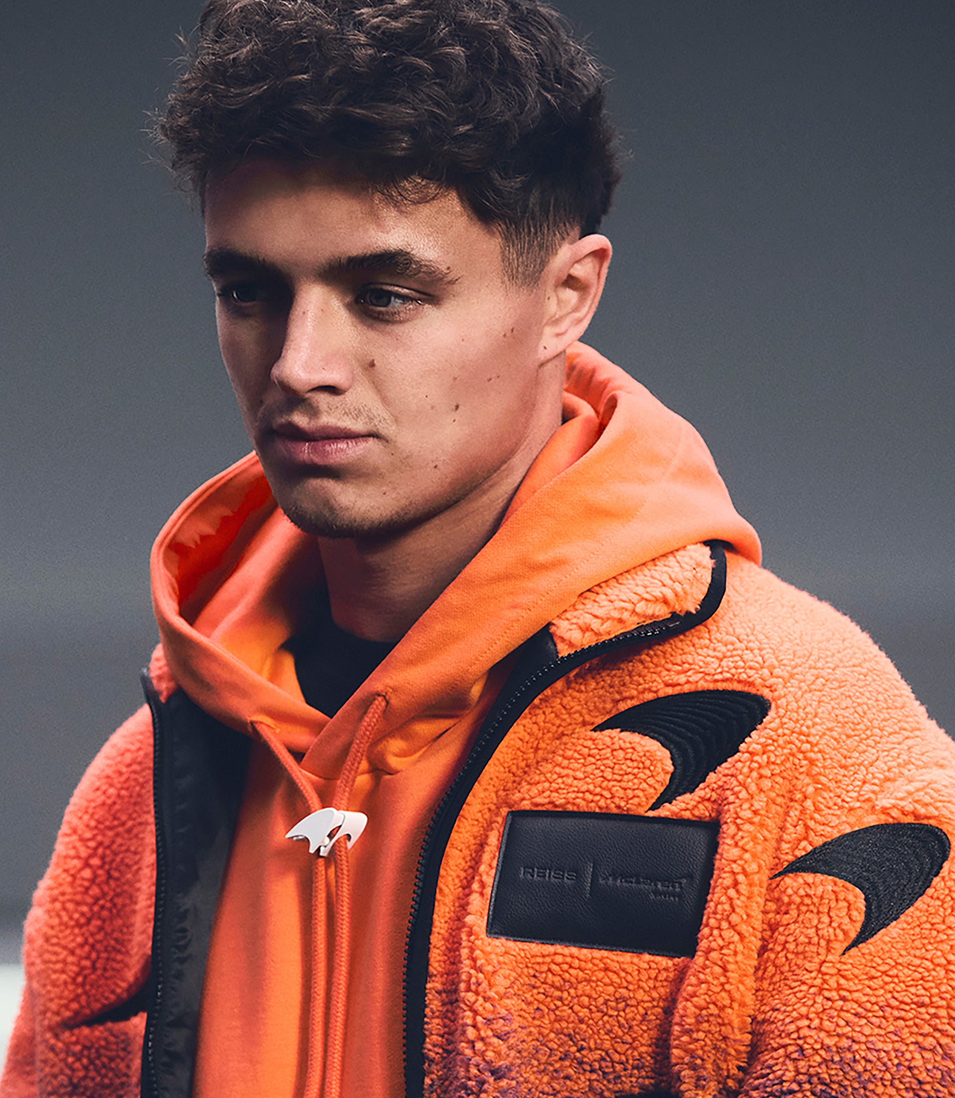 Reiss Unisex Ombré Fleece Jacket - Papaya/Purple