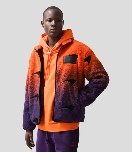 Reiss Unisex Ombré Fleece Jacket - Papaya/Purple