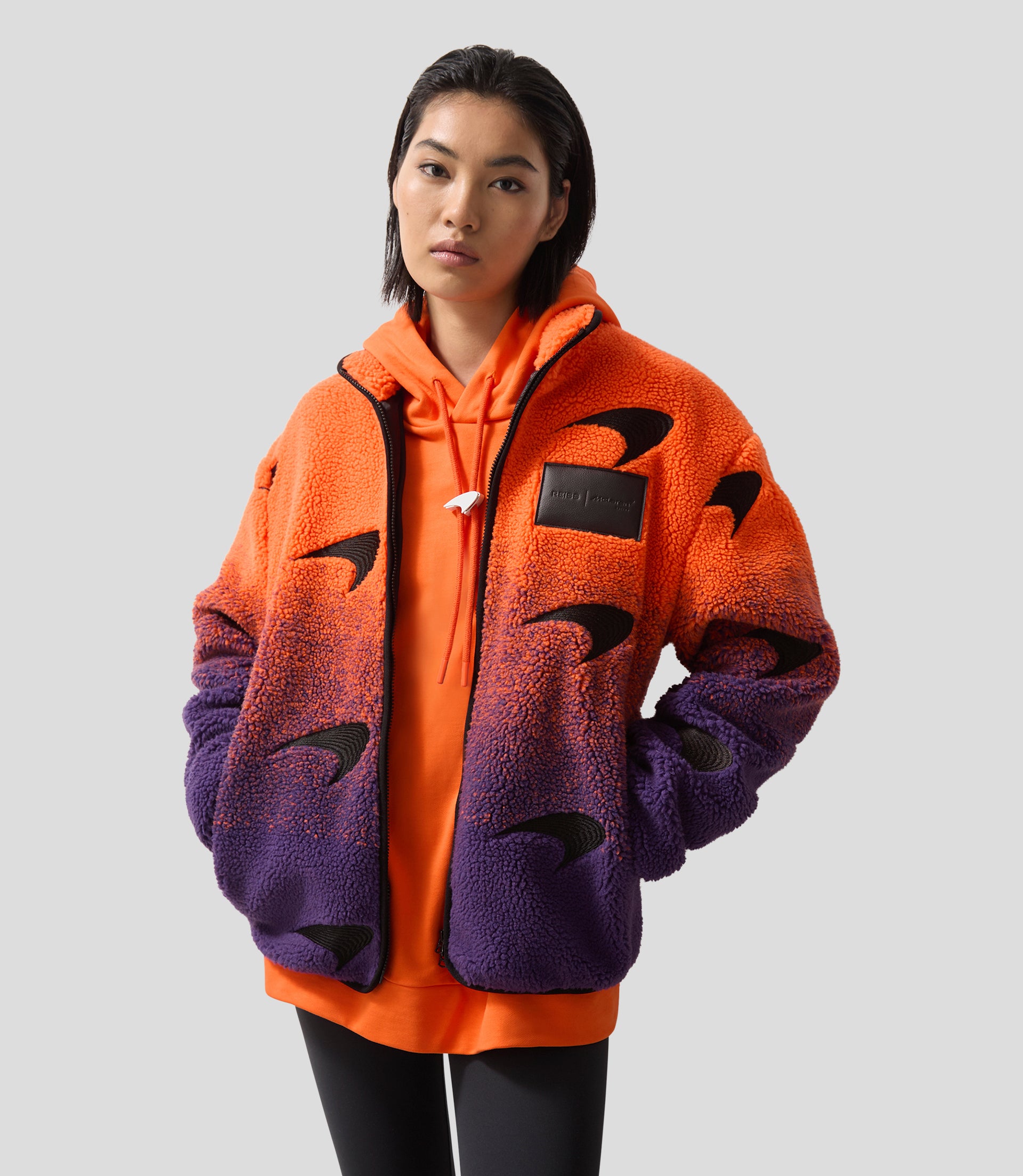 Reiss Unisex Ombré Fleece Jacket - Papaya/Purple