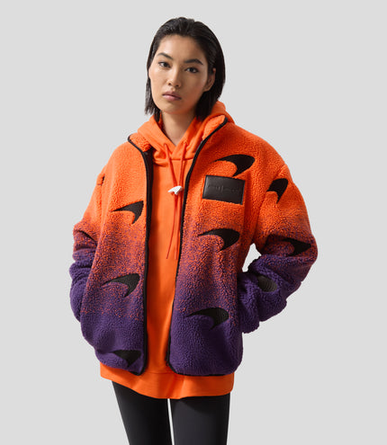 Reiss Unisex Ombré Fleece Jacket - Papaya/Purple