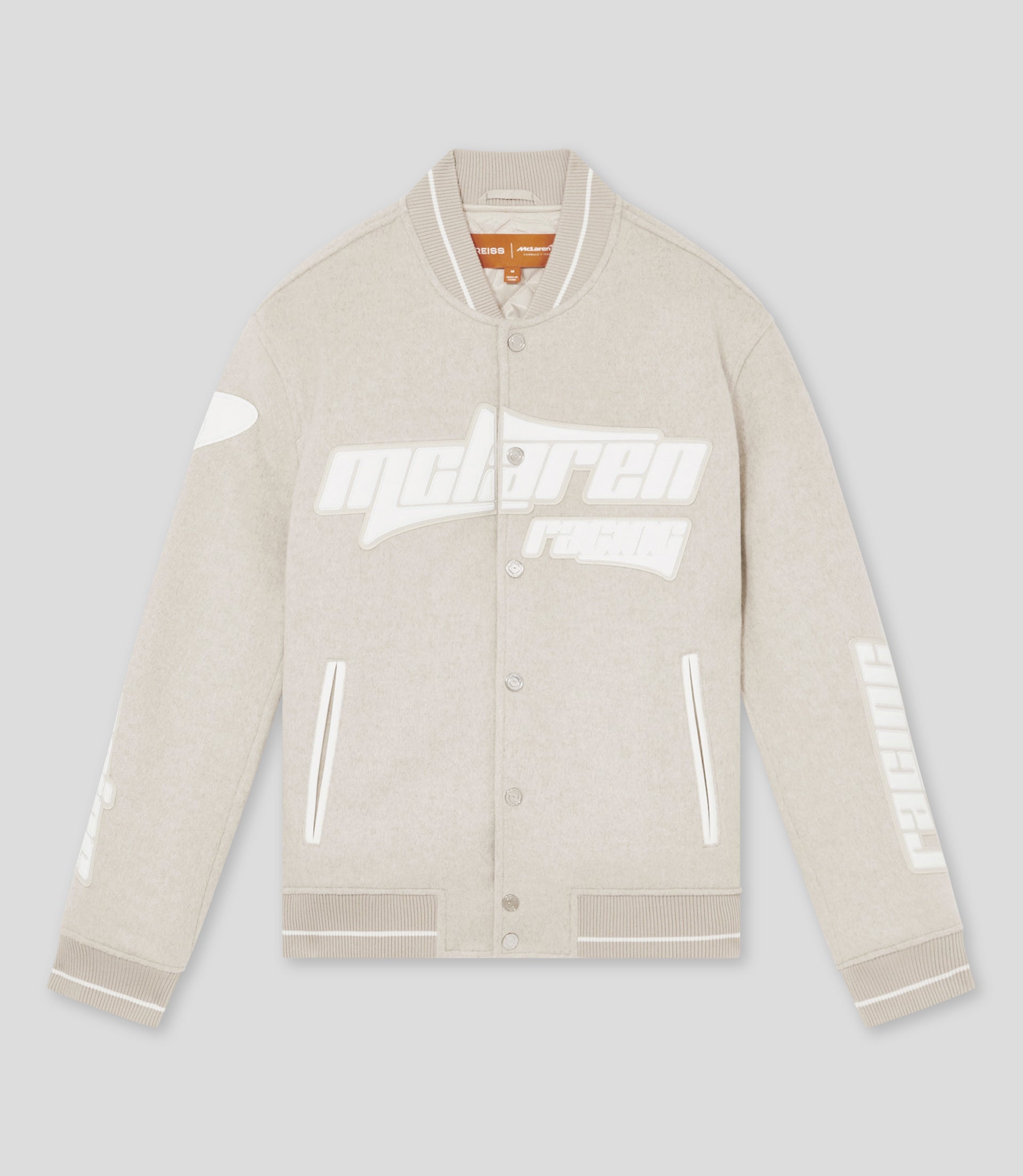 Reiss Mens Brushed Bomber Jacket - Oatmeal Melange