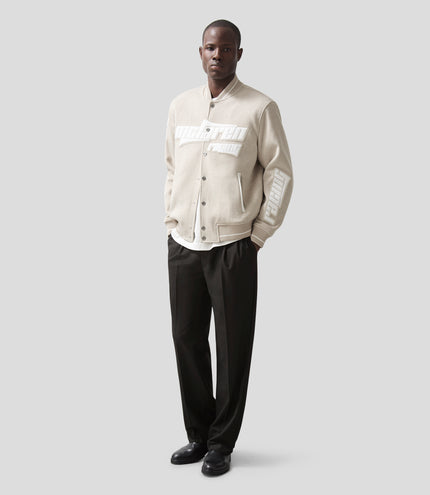 Reiss Mens Brushed Bomber Jacket - Oatmeal Melange