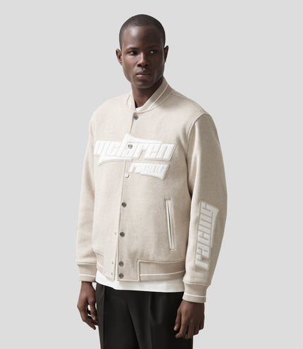 Reiss Mens Brushed Bomber Jacket - Oatmeal Melange
