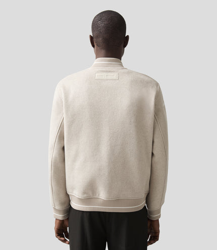 Reiss Mens Brushed Bomber Jacket - Oatmeal Melange