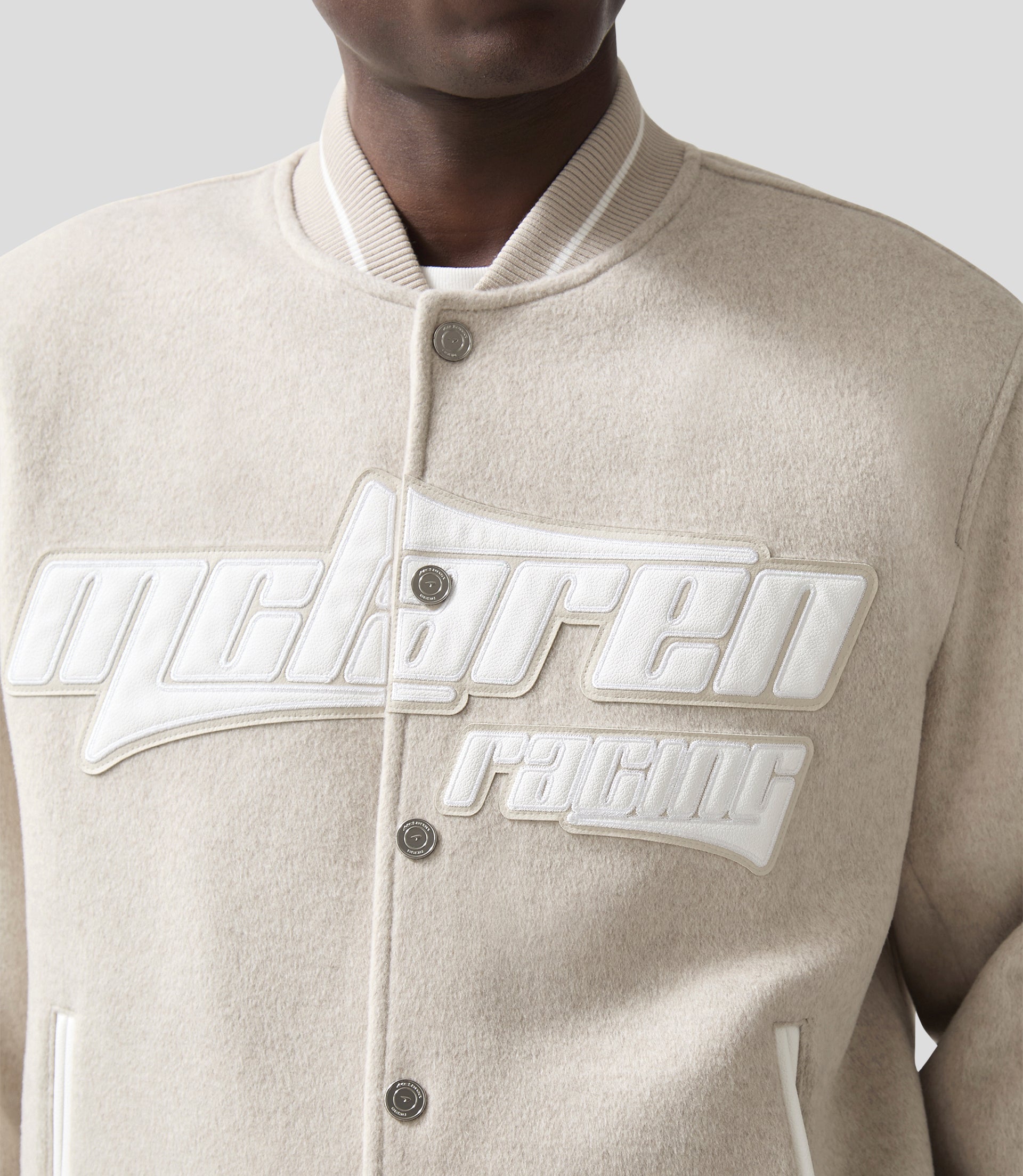 Reiss Mens Brushed Bomber Jacket - Oatmeal Melange