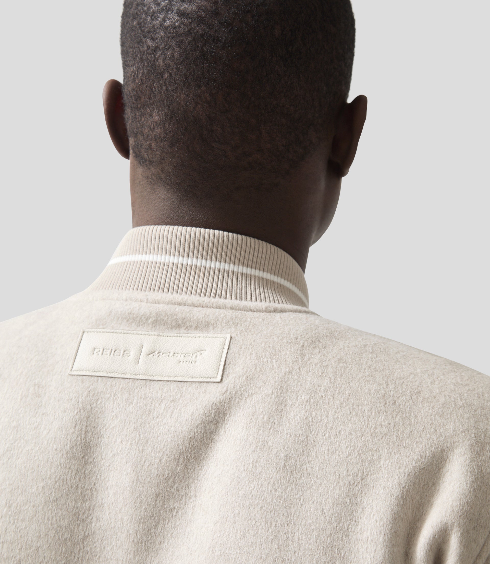 Reiss Mens Brushed Bomber Jacket - Oatmeal Melange