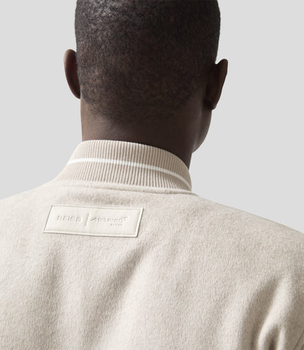 Reiss Mens Brushed Bomber Jacket - Oatmeal Melange