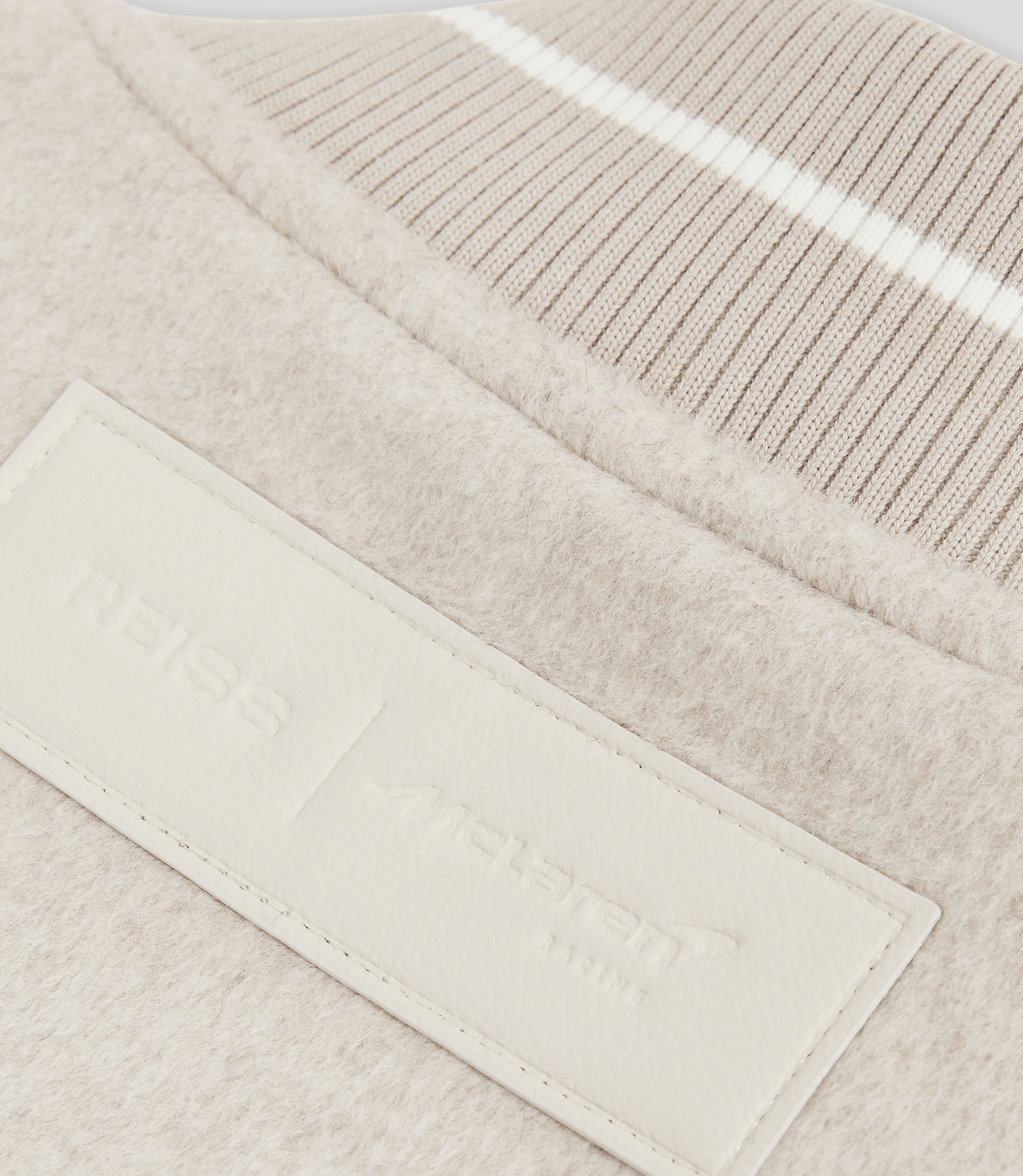 Reiss Mens Brushed Bomber Jacket - Oatmeal Melange