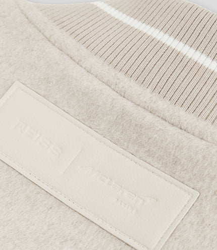 Reiss Mens Brushed Bomber Jacket - Oatmeal Melange