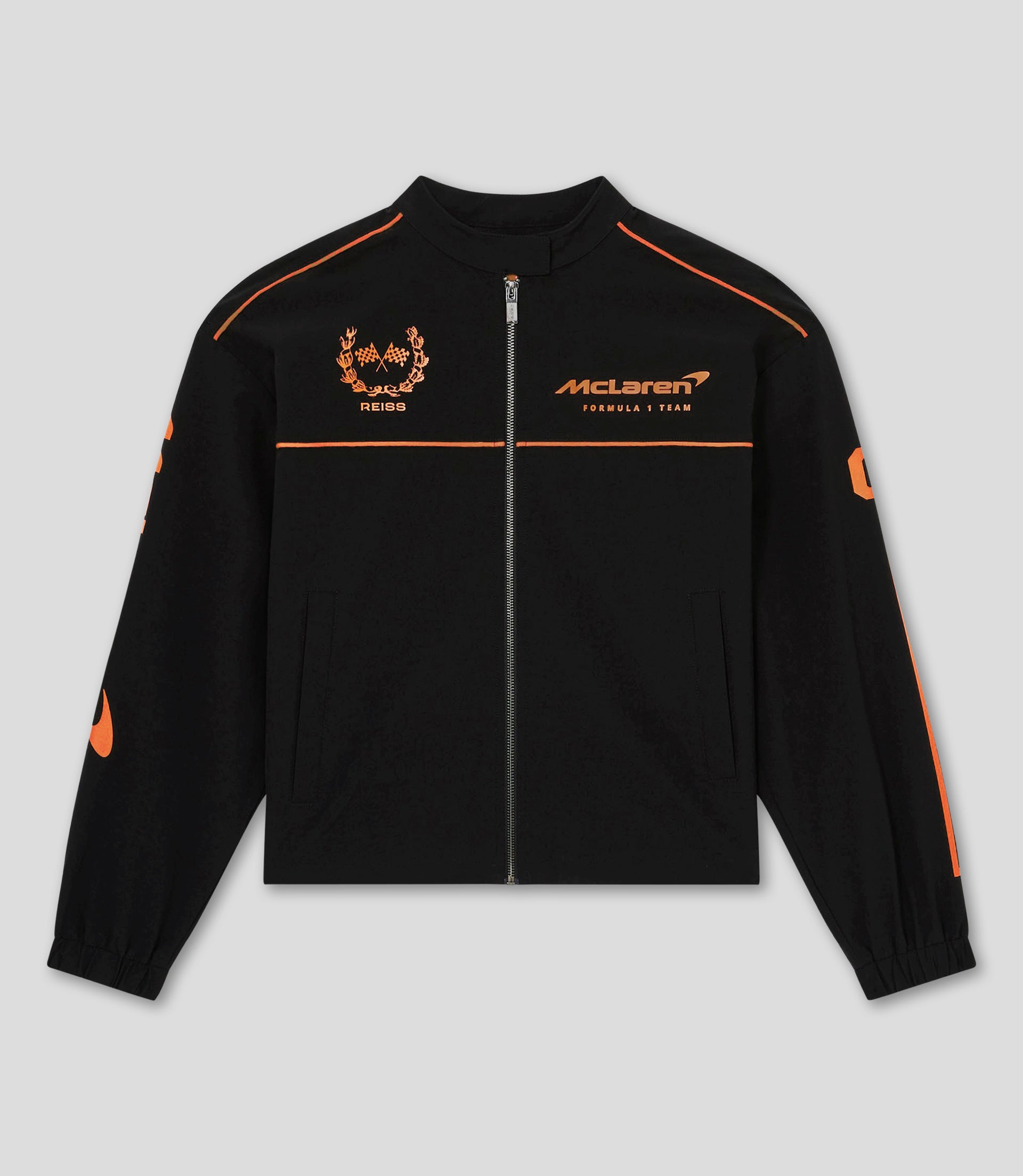 【海外限定】REISSジャケット☆Reiss x McLaren Branded Stretch REISS x McLaren Racing Peak Leather Biker Jacket