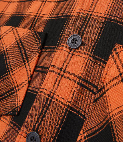 Reiss Check Logo Overshirt - Papaya/Black