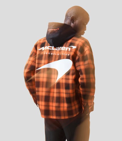 Reiss Check Logo Overshirt - Papaya/Black