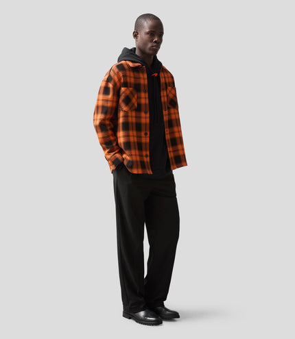 Reiss Check Logo Overshirt - Papaya/Black