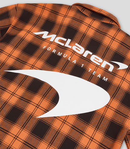 Reiss Check Logo Overshirt - Papaya/Black