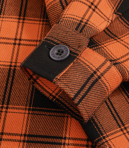 Reiss Check Logo Overshirt - Papaya/Black