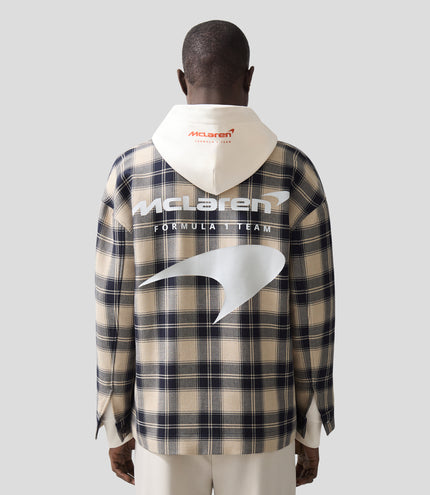 Reiss Endurance Check Logo Overshirt - Navy/Off White