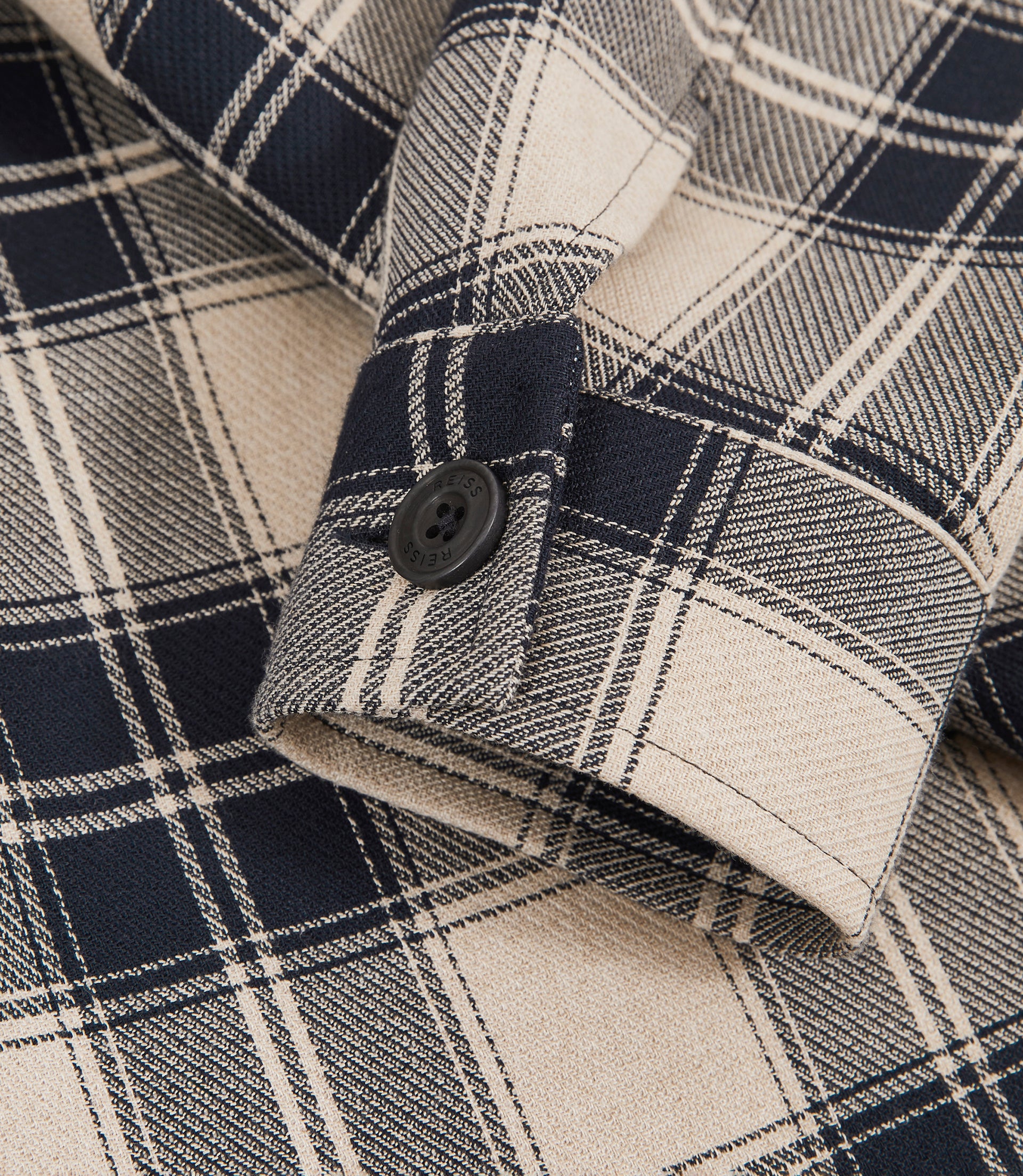 Reiss Endurance Check Logo Overshirt - Navy/Off White