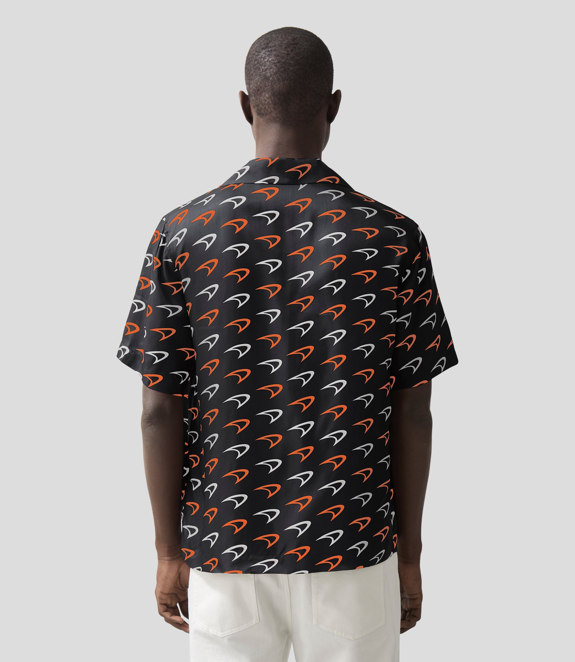 Reiss Mens Vision Speedmark Printed Cuban Shirt - Black