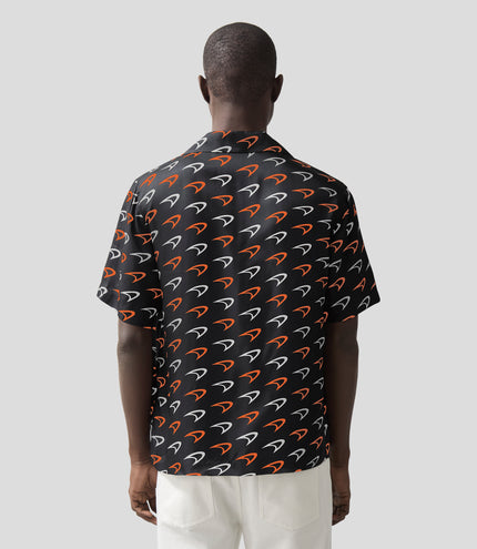 Reiss Mens Vision Speedmark Printed Cuban Shirt - Black