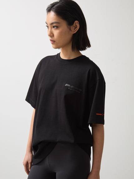 Reiss Unisex Nakata Oversize Logo T-Shirt - Black