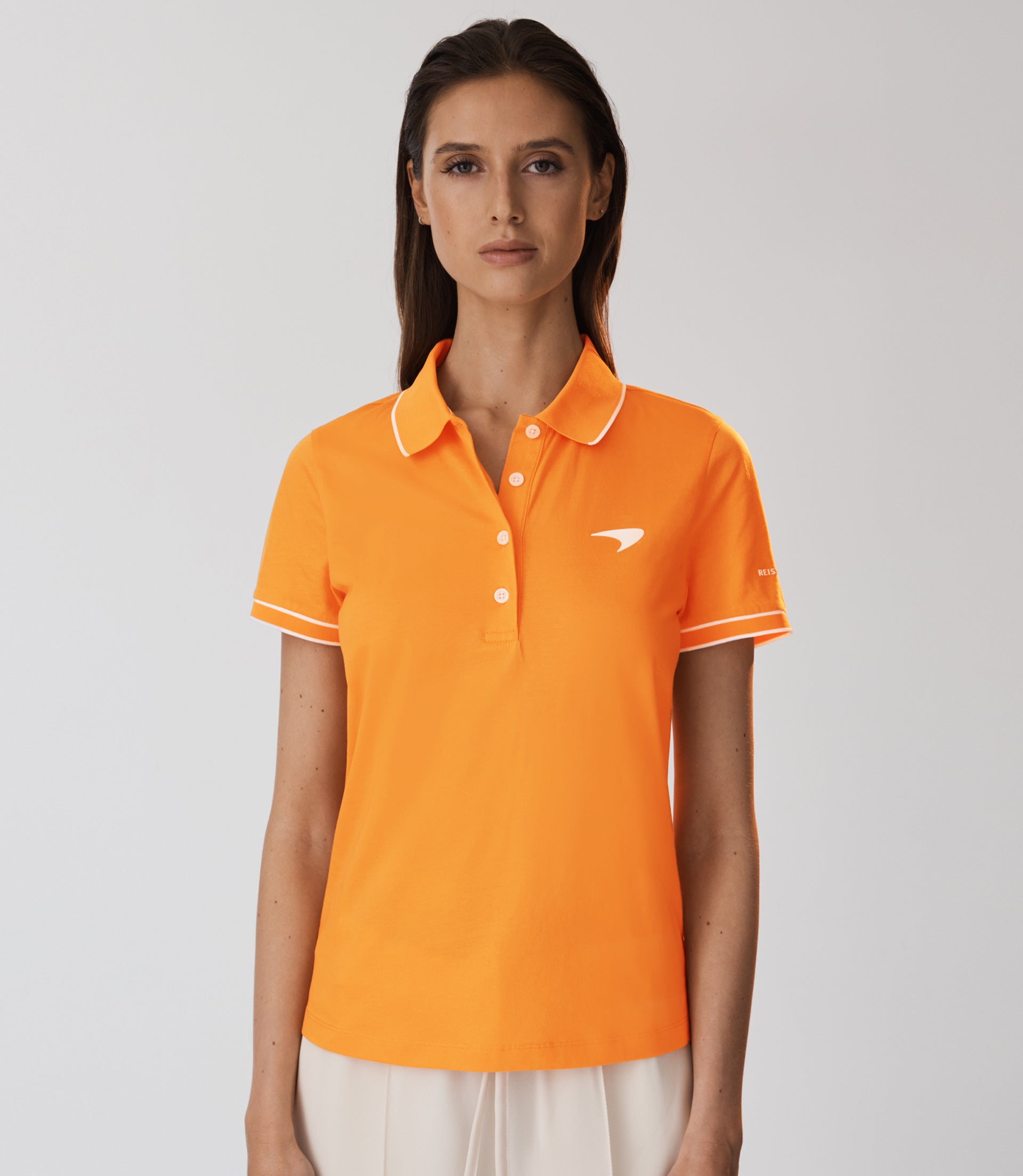 Orange polo shirt womens sales