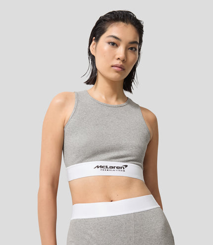 Reiss Womens Ribbed Cropped Vest - Grey Melange
