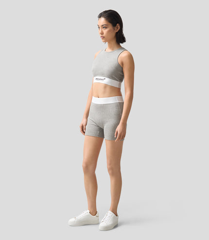 Reiss Womens Ribbed Cropped Vest - Grey Melange