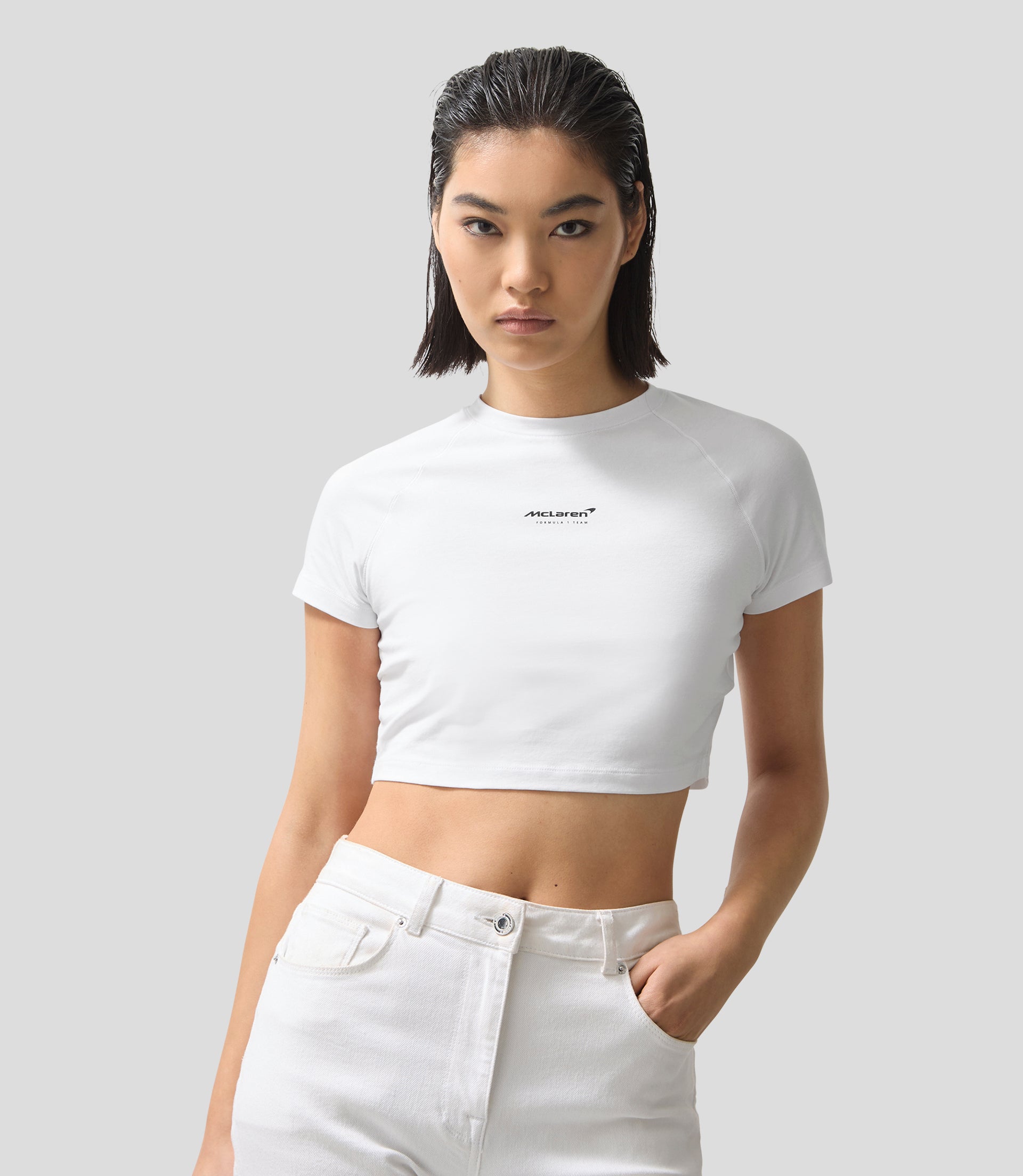 Reiss Cropped Logo T-Shirt - White