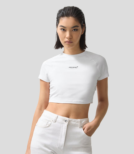 Reiss Cropped Logo T-Shirt - White