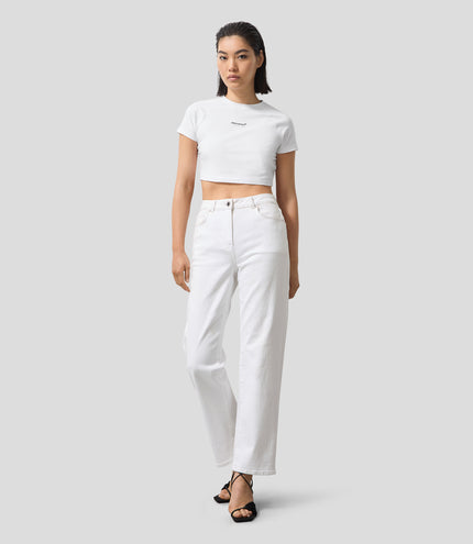 Reiss Cropped Logo T-Shirt - White