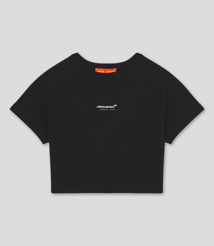 Reiss Womens Cropped Logo T-Shirt - Black