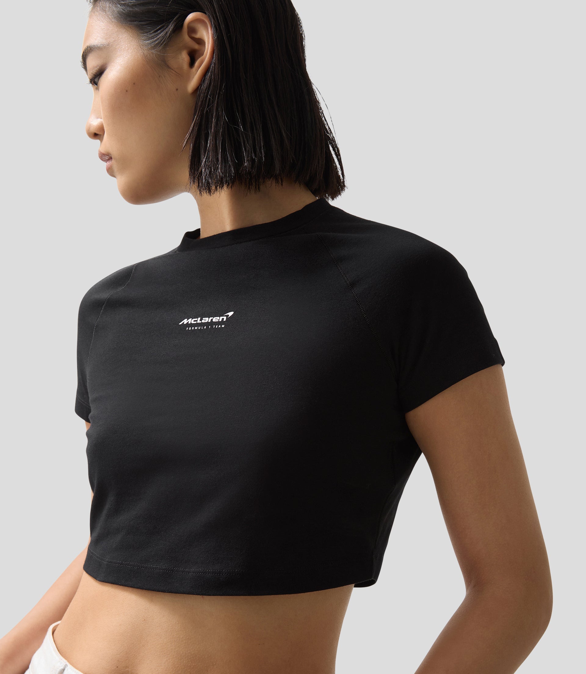 Reiss Womens Cropped Logo T-Shirt - Black