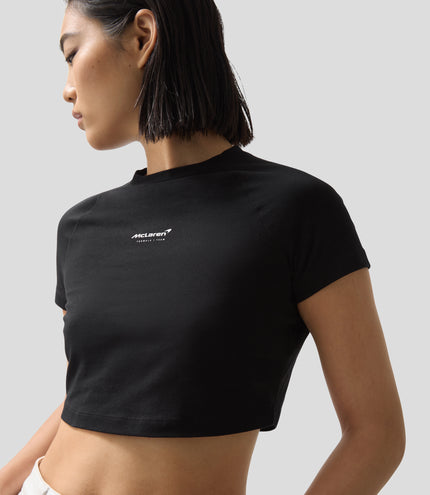 Reiss Womens Cropped Logo T-Shirt - Black
