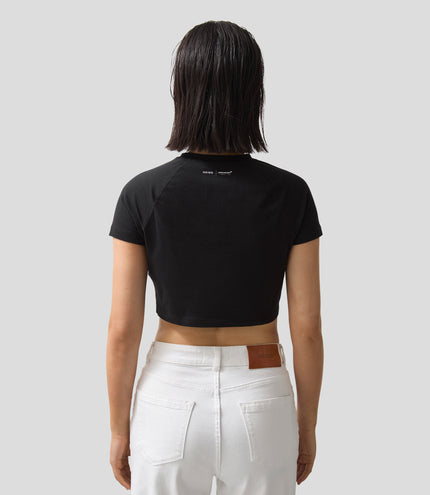 Reiss Womens Cropped Logo T-Shirt - Black