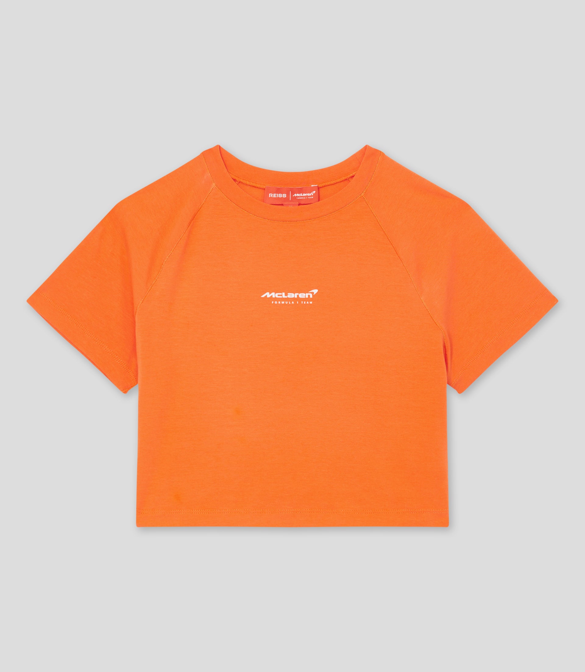 Reiss Cropped Logo T-Shirt - Papaya
