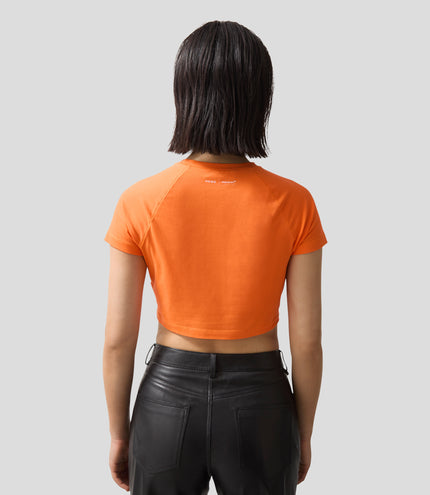 Reiss Cropped Logo T-Shirt - Papaya