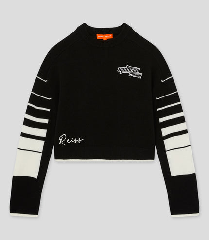 Reiss Cropped Jumper Wool-Cashmere - Black/White