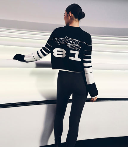 Reiss Cropped Jumper Wool-Cashmere - Black/White