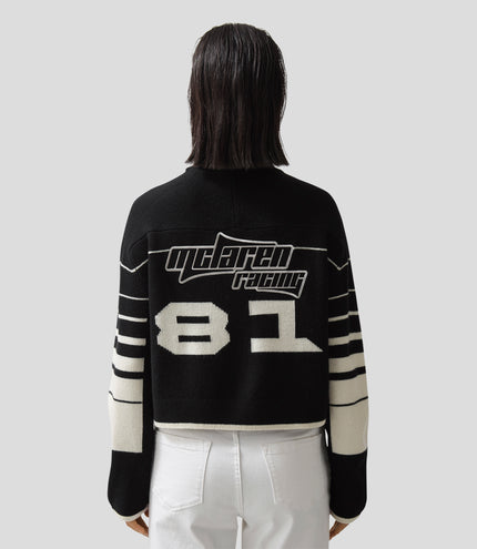 Reiss Cropped Jumper Wool-Cashmere - Black/White