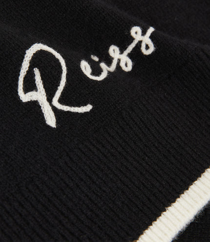 Reiss Cropped Jumper Wool-Cashmere - Black/White