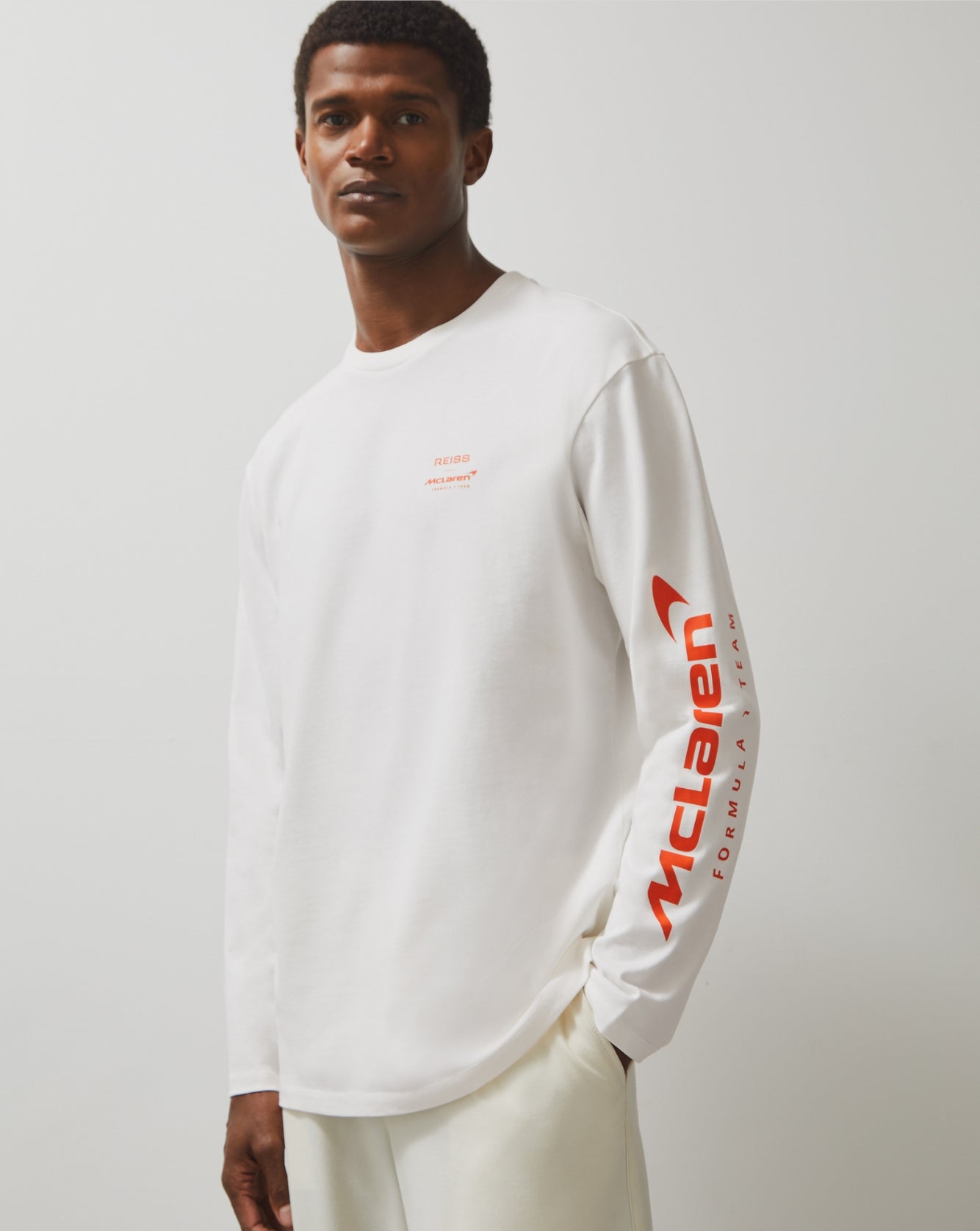 Reiss Unisex legacy Long Sleeve Ombré Tyre Printed T-Shirt - White
